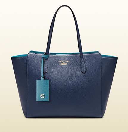 Authentic Gucci Swing Medium Tote Bag 354397 Dark Blue